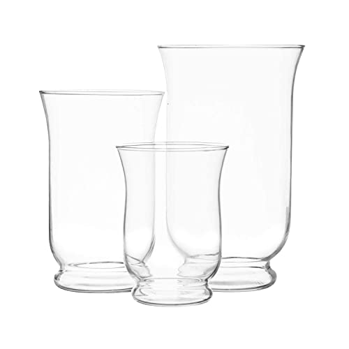 "Royal Imports Hurricane Pillar Candle Holder, Clear Glass Flower Vase, Terrarium Planter, Decorative Centerpiece - Use for Floating Tealights, Wedding, Home Display, Holiday - 3 Pc Set, 6"", 8"" 10"""