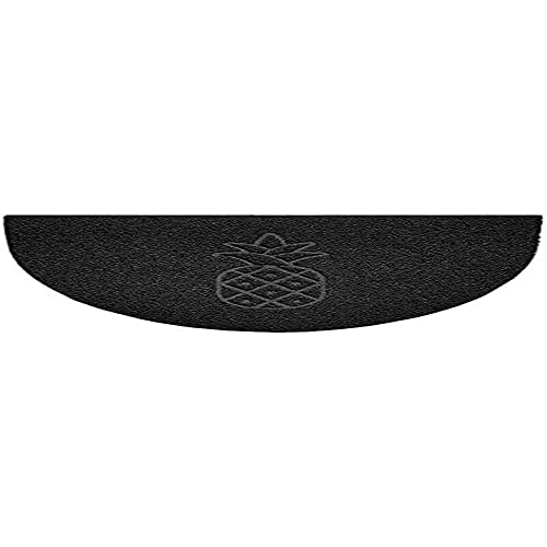 Nicoman Embossed Halfmoon Half Circle Door Mat Dirt-Trapper Jet-Washable Doormat 70x44cm (Black, PINEAPPLE Shape) - Use on Carpet ONLY
