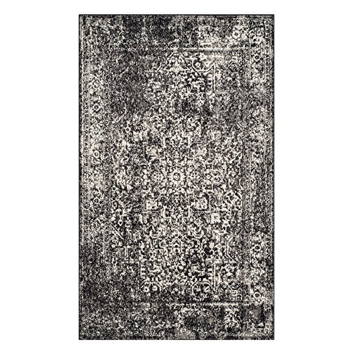 Safavieh Transitional Indoor Woven Rectangle Area Rug, Evoke Collection, EVK256, in Black/Grey, 91 X 152 cm for Living Room, Bedroom or Any Indoor Space