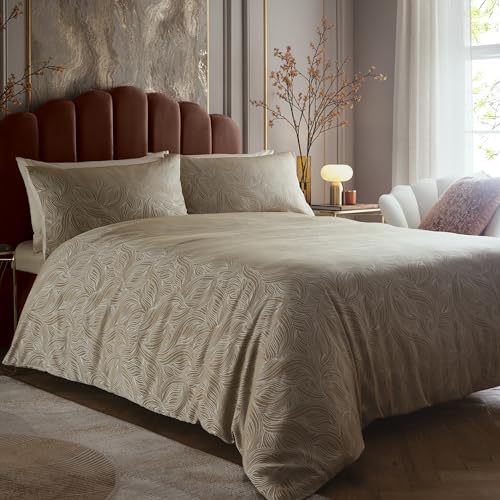 Laurence Llewelyn‑Bowen Venus Grace Duvet Cover Set King Size 230 x 220cm – Natural Floral Jacquard Textured Bedding with Elegant Woven Design, Includes 2 Pillowcases