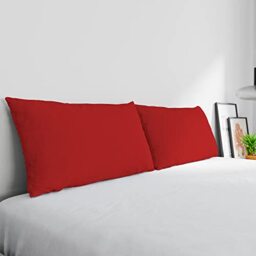 Max Color Pair of Pillowcases 100% Cotton, Made in Italy, Pillowcase Size 50 x 80 cm with Inner Flap, Plain Colour - Red