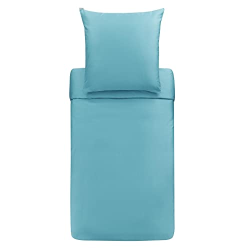 Bassetti 9324562 Plain 1270 Bed Linen Set Made of Cotton Mako Satin in Agave Colour 2-Piece with Zip Closure 135 x 200 cm / 80 x 80 cm