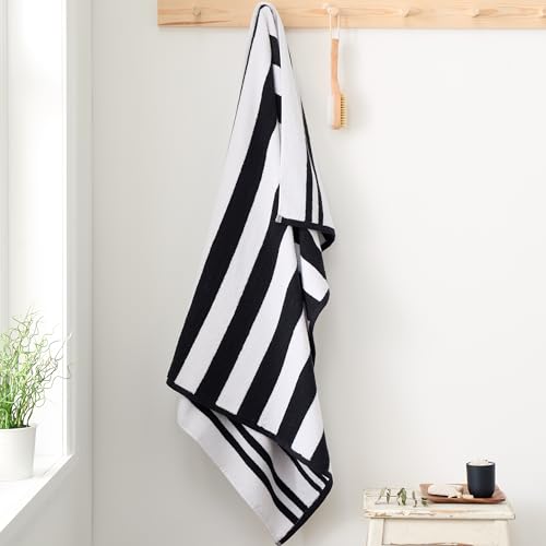 Bianca Reversible Stripe 100x150cm Cotton Jacquard Bath Sheet Black