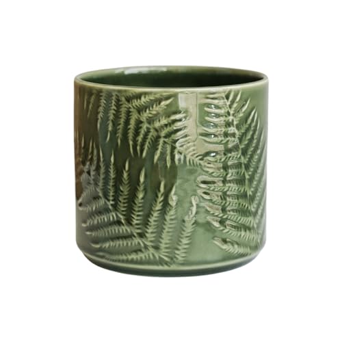 Ivyline Orla Glazed Fern Planter, Green