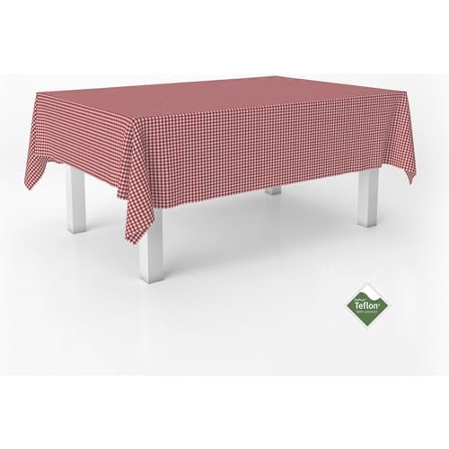 ECOMMERC3 - Stain Resistant Vichy Tablecloth for Rectangular Table Size 260 x 140 cm - Vichy Tablecloth Extra Soft and Waterproof Touch Red