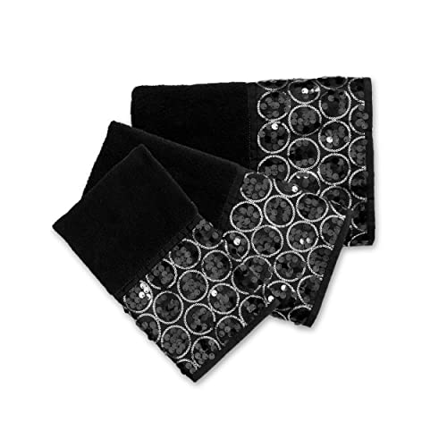 "Popular Bath Sinatra Modern Bathroom 3-Piece Towel Set - Bath (24"" x 44""), Hand (16"" x 27""), Wash (12"" x 18"") - Luxury Soft, Plush and Highly Absorbent, Black"