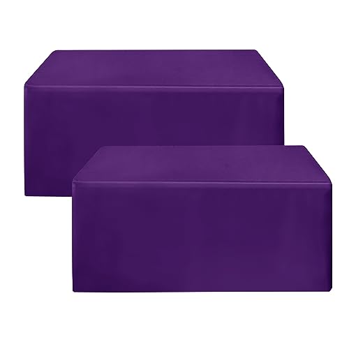 HolidayIdeas Fitted Purple Table Covers - 96 x 30 Inch - 2 Pack Rectangle Tablecloths for 8 Foot Tables, Polyester Fabric Tablecloth for Birthday Parties, Holiday Dinner, Trade Show