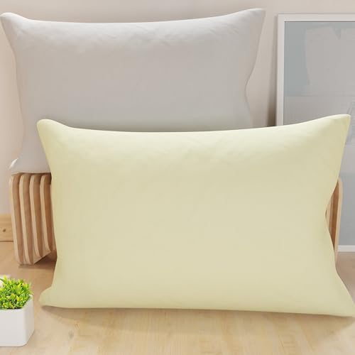 PETTI Artigiani Italiani - Pair of Pillow Cases 60 x 40 cm in Microfibre, Pillows for Bedroom Furniture, Sofa, Set of 2 Cushion Covers, Double Sided Pillowcase Cream Light Grey