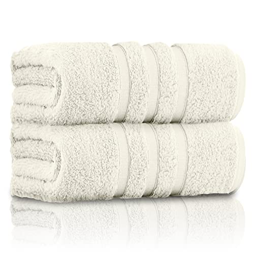 GC GAVENO CAVAILIA Pack of 2 Ultra Soft Super Absorbent Bath Sheets, 550 GSM 100% Cotton Line Texture Towels, Cream, 80x140 Cm