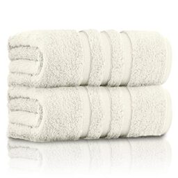 GC GAVENO CAVAILIA Pack of 2 Ultra Soft Super Absorbent Bath Sheets, 550 GSM 100% Cotton Line Texture Towels, Cream, 80x140 Cm