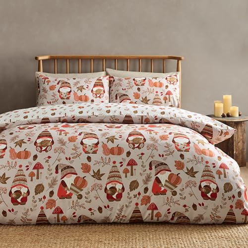 Catherine Lansfield Woodland Gonks So Soft Reversible Single Duvet Cover Set with Pillowcase Natural