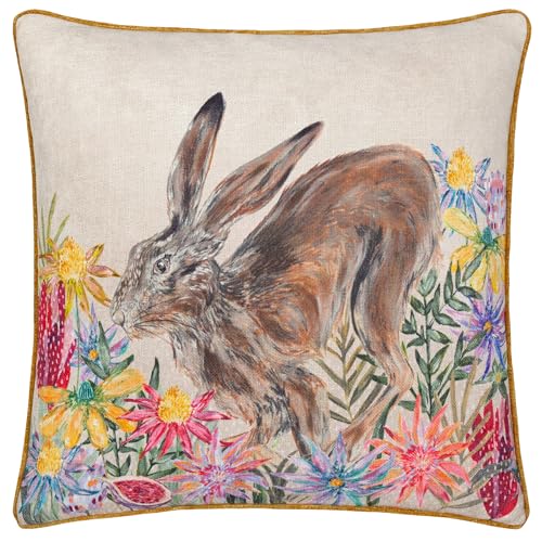 furn. Wylder Nature Country Wilds Blossom Hare Printed Polyester Filled Cushion - Multicolour - 45x45cm