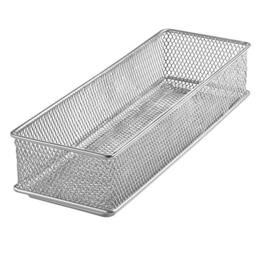 YBM HOME Silver Mesh Drawer Cabinet and or Shelf Organizer Bins, School Supply Holder Office Desktop Organizer Basket (1, 3x9x2 Inch)