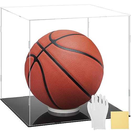 Yungyan 1 Pack Clear Self-Assembly Acrylic Display Case Transparent Dust Proof Protection Showcase for Figurine Collectibles Figures Basketball (12 x 12 x 12 Inch)