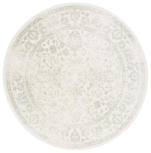 SAFAVIEH Distressed Rug for Living Room, Dining Room, Bedroom - Adirondack Collection, Short Pile, in Ivory and Sage, 91 X 91 cm