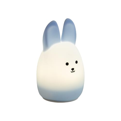 Eglo LED Night Light Kids Castellino, Cute Battery nightlight Rabbit, Room Decoration Boys Bedroom, Silicone Bedside lamp for Children, Touch-Operated, Blue, Warm White, RGB