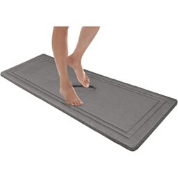 Microdry Quick Drying Memory Foam Framed Bath Mat with GripTex Skid-Resistant Base, Runner - 24x58, Dark Grey