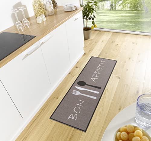 Hanse Home Cook & Clean Kitchen Runner - Kitchen Rug Bon Appetit Motif Rug Runner Non-Slip Easy Care Rug Runner for Kitchen, Hallway, Entryway, Dining Room - 50 x 150 cm. / 19.68 x