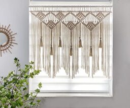 Youngeast Large Macrame Wall Hanging Macrame Headboard for Bedroom Macrame Window Curtains Boho Wall Decor Wall Art tapestry Tassel Woven Wall Backdrop 31”X39” (Wood Dowels Not Included)