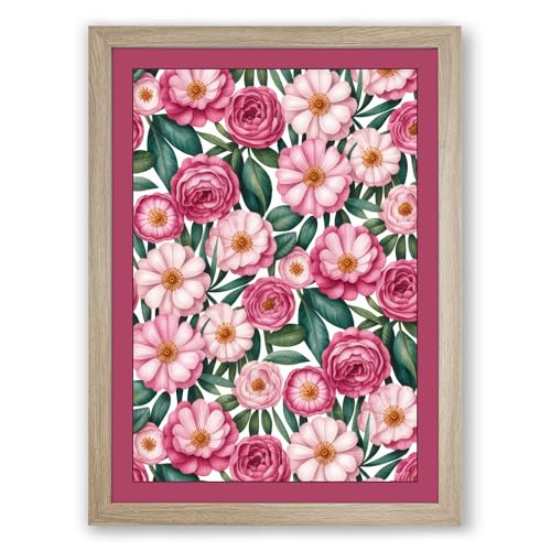 Victorian Floral Tapestry Botanical Framed Wall Art Print A2 (59.4×42cm) Oak, Wall Decor for Living Room, Bedroom, Office & Home, Ready to Hang, Art Gift