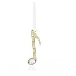 Swarovski Holiday Magic Music Note Ornament, Musical Motif with Champagne Gold-Tone Finished Metal, Clear Crystals & White Grosgrain Ribbon, Part of the Swarovski Holiday Magic Collection