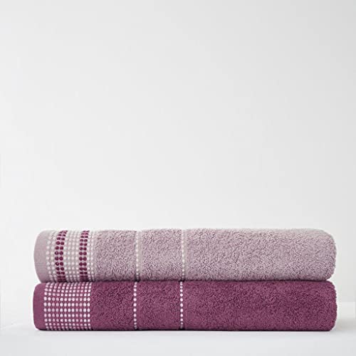 GC GAVENO CAVAILIA 2 Piece 100% Cotton Dalby Bath Sheet Set, Ultra Soft Absorbent Luxury 550 GSM Bathroom Towel, Pink