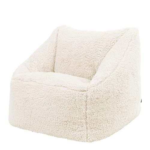 icon Natalia Teddy Fleece Kids Bean Bag Chair, Cream, Fluffy Kids