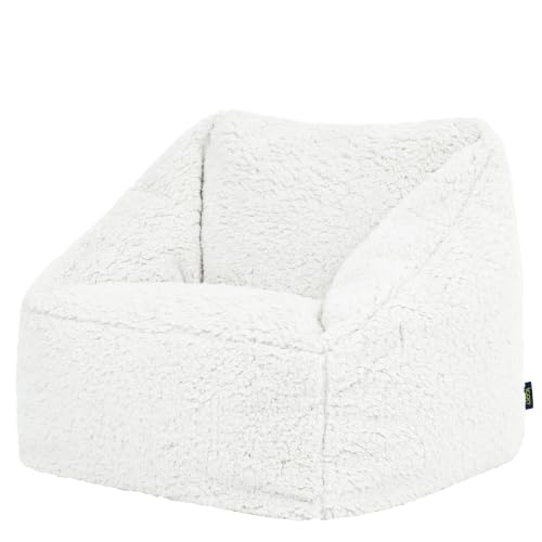 icon Natalia Fleece Kids Bean Bag Chair with Filling Included, Natural - Made in the UK, Kids Beanbag, Childrens Chair, Soft Plush Fabric, Comfy Chair for Bedroom or Playroom