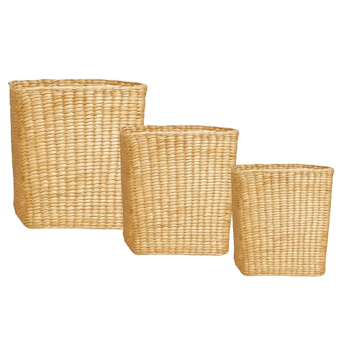 Premier Housewares Set of 3 Rattan Baskets/Picnic Basket/Storage/Hamper Baskets for Gifts/Woven/Wicker Basket W29 x D29 x H30cm/ Perfect For Picnics And Lunches
