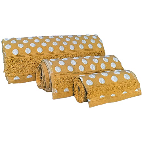 WELL HOME MOBILIARIO & DECORACIÓN Set of 3 Terry Cotton Bath Towels 450 gr/m2, 50 x 30, 100 x 50, 150 x 100 cm, Camel from the Topaz Collection