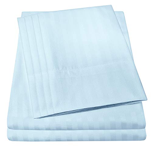 Twin Size Bed Sheets - 4 Piece 1500 Supreme Collection Fine Brushed Microfiber Deep Pocket Twin Sheet Set Bedding - 1 EXTRA PILLOW CASES, GREAT VALUE, Twin, Dobby Light Blue