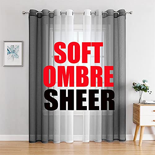 G2000 Sheer & Drapes 84 Inch Grey and White Ombre Curtains for Bedroom & Living Room with Light Filtering & Grommet for Patio Sliding Glass Door (2 Panels Set)