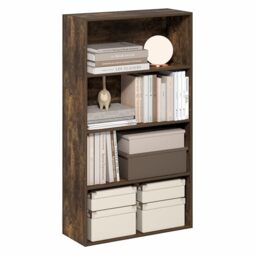 Furinno JAYA Book Shelf, 4-Tier Book Shelf, Bookcase with Open Shelving, Standing Bookshelf, 24.1 x 59.9 x 106.4 cm, for Organization and Storage, for Home Office, Living Room, Amber Pine
