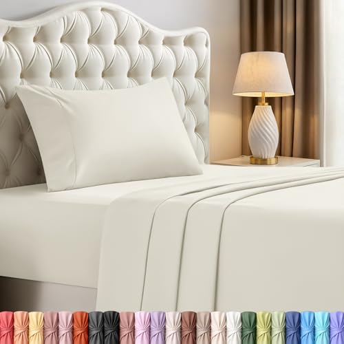 Utopia Bedding Twin Bed Sheets Set - 3 Piece Bedding - Brushed Microfiber - Shrinkage and Fade Resistant - Easy Care (Twin, Ivory)