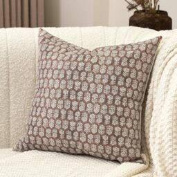 Amor Virisso 20x20 Floral Pillow Covers - Farmhouse Neutral Decorative Pillows for Couch & Sofa - 1PC, Cognac Brown