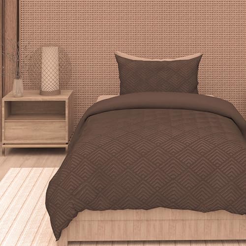 Intemporel Soleil d'Ocre Gaia 3D Microfibre Duvet Cover Set 140 x 200 cm Brown