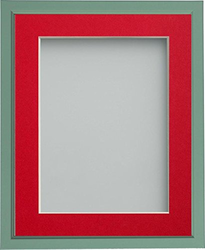 Frame Company Drayton Range 8x8-inch Green Picture Photo Frame with Red Mount For Image Size 5x5-inch