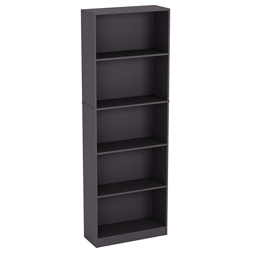 Vida Designs Cambridge 5 Tier Extra Large Bookcase, Grey Wooden Shelving Display Storage Unit Office Living Room Furniture