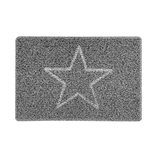 Nicoman STAR Embossed Shape Door Mat-Trapper Jet-Washable Doormat-(Use Indoor or Sheltered Outdoor), Small (60x40cm), Black with Grey