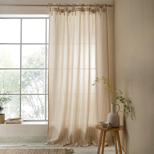 Pineapple Elephant Zanzibar Woven Stripe 140x183cm Voile Curtain Panel Natural
