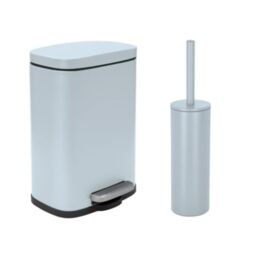 Spirella Akira 5L Pedal Bin & Toilet Brush Set Matte Ice Blue