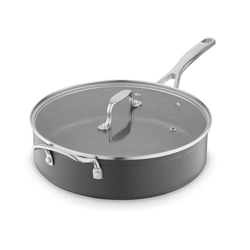 Sur La Table Hard Anodised 28cm Multi-pan with Tempered Glass Lid, Helper Handle, 10x Stronger Superior Non-Stick Ceramic Coating, Induction Compatible, Grey, SLT800375