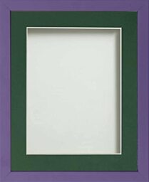 Frame Company Jellybean Range Purple Wooden 14x11 inch Picture Photo Frame with Bottle Green Mount for Image 10x7 inch * Choice of Colours & Sizes* Fitted with Perspex