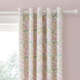 Dreams & Drapes Ditzy Floral Eyelet Curtains – W66 x L72 (168x183cm) – 2 Lined Panels – Reversible Look – Lilac & White – Polycotton Matching Bedding Available