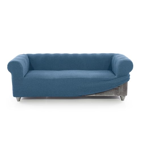 FAVERTI?? Chester Sofa Cover 3 Seater from 180 to 230 cm - Model NOVELE - Celeste - Chester Sofa Protector in Quality Jacquard Fabric Cotton Feel