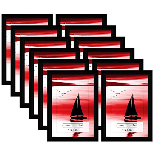 Americanflat 6x4 Photo Frames in Black - Set of 12 - Gallery Wall Picture Frame Set with Shatter-resistant Glass - Horizontal and Vertical Formats for Wall and Tabletop