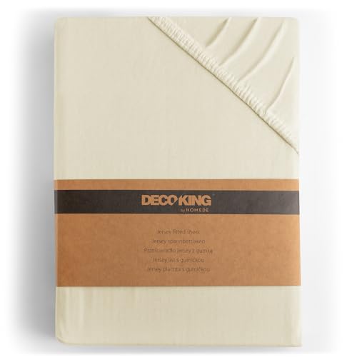 DecoKing Fitted Sheet Double 100% Combed Cotton Soft Jersey Bed Sheet 120x200-140x200 cm Beige Amber