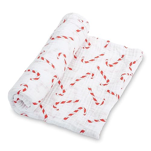 LollyBanks 100% Cotton Muslin Swaddle Blanket - Gender Neutral Accessories Newborn Baby Girls Boys Candy Cane Print