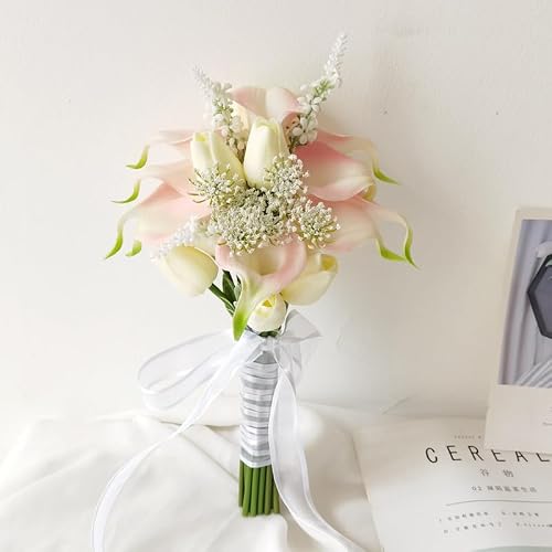 Xinhewong Tulips Calla Lily Artificial Flowers - Real Touch -Bridal Bouquet - Wedding Bouquet Home D??cor Party (Pink 1 Bouquet)
