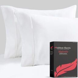 Ashton Sheets Luxury Egyptian Cotton Standard/Queen Pillow Cases Set of 2-1000 Thread Count White Standard/Queen Pillowcases, Soft, Sateen Weave Cooling Pillowcase for Standard/Queen Pillows